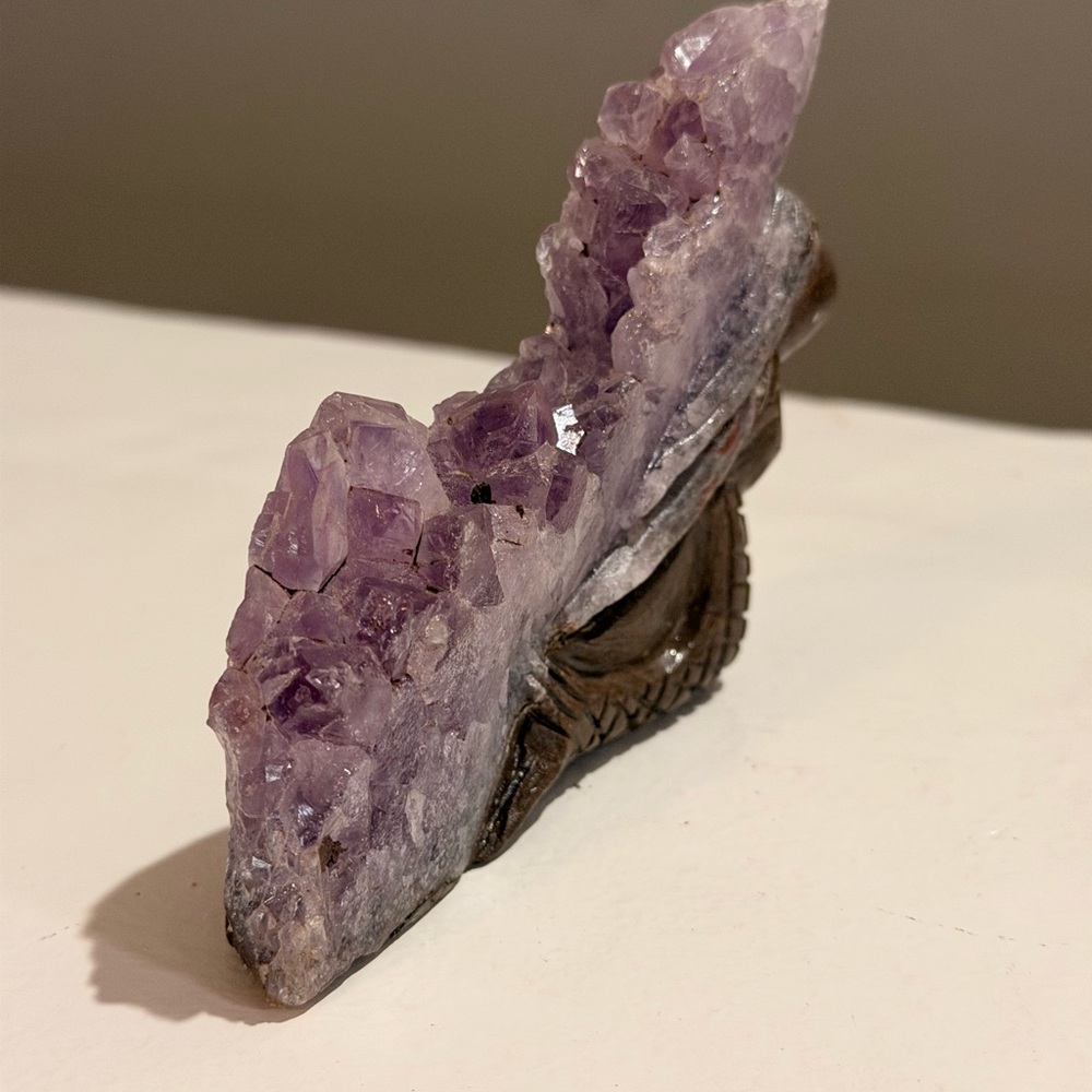 Amethyst Crystal Cluster Mermaid Carving Natural Quartz Geode Sculpture - Picture 3 of 7